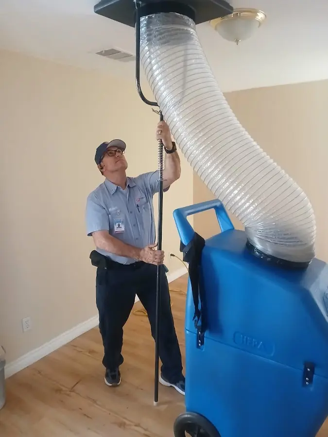 Mini Split Installation technician using HEPA equipment in Monterey Park